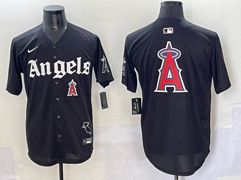 Men 2025 Los Angeles Angels Blank Black Five generations Joint Name Nike MLB Jersey style 23